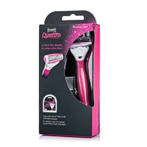 Станок для гоління жіночий Wilkinson Sword Quattro For Women + тримач на присосці Станок для гоління жіночий Wilkinson Sword Quattro For Women + тримач на присосці